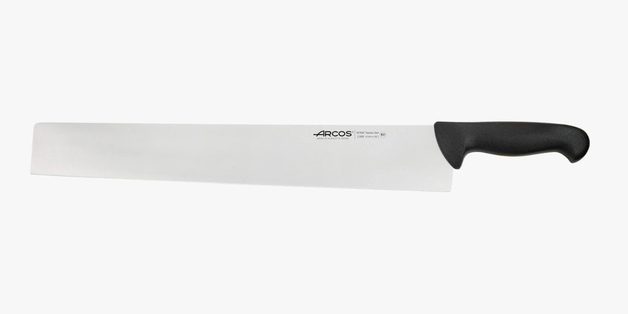 Alcos 2900 Series Salami Knife Prof 298825 with 16.14" Nitrum Stainless Steel Blade Wide Perforated Blade to Keep Cut