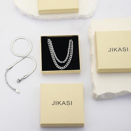 Jikasi Sterling Silver Plated Ankle Bracelet Set for Women – Stackable Cuban Link, Rope, and Herringbone Chains – Ideal Summer Jewelry Gift - Image 8