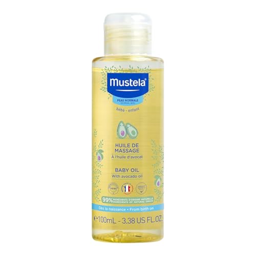 Mustela Baby Massage Oil (100 ml ) with Avocado Oil, Sunflower Oil, Protective Vegetable Oil | Gentle Body Oil & Massage Oil for Newborns & Babies | Gentle Body Care for 0-5 Years | Non-Greasy Formula for Soft Skin