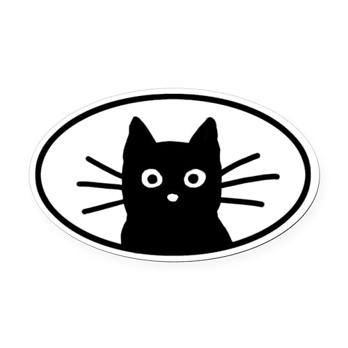 CafePress Black Cat Face Oval Car Magnet, Euro Oval Bumper Magnet