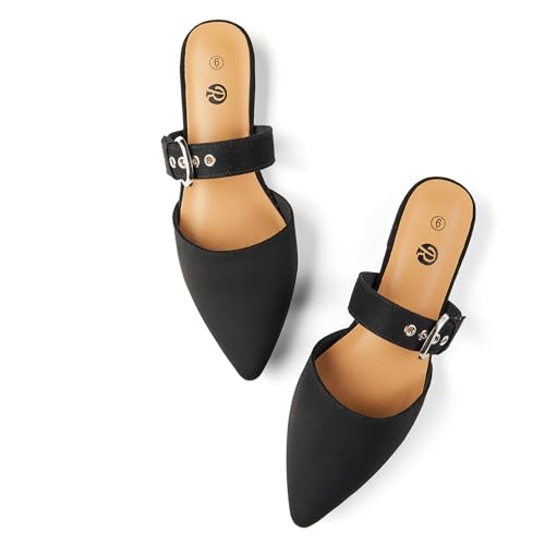 Image of Rekayla Mules for Women Adjustable Strap Pointed Toe Backless Loafer Shoes