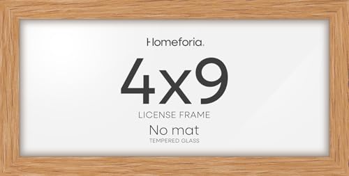 Image of Homeforia 4x9 Business License Frame Wood, High End Natural Oak 4 x 9 Certificate Frame, 9x4 Light Wooden Document Frames for Wall or Tabletop, 4 by 9 Picture Frame, Tempered Glass, Wall Kit, Set of 2