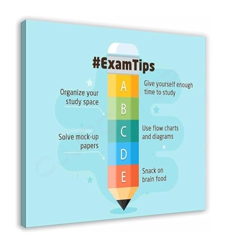 Back to School Gift Exam Tips Checklist Poster Student Planner Canvas Wall Art for Dorm and Study Room(Unframed,08x12inch(20x30c