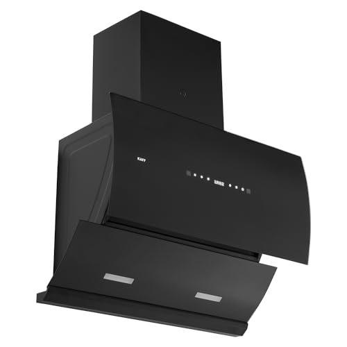 Image of KAFF LYRA DHC 75 Filter-less Auto Clean Slant Kitchen Chimney 75 CM with 1250 m3 /hr Suction Capacity, Touch with Motion Sensor Control, Motorized Vent Opening System and Digital Display (Black)