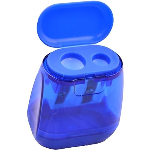 Pencil Sharpener Eraser, Colorful, 2 Sharpening Holes, Pencil Sharpener, for Kids & Colored Pencils，Manual Pencil Sharpener, Pencils Sharpener, Handheld Pencil Sharpener-1 Pack, (Blue) Cover