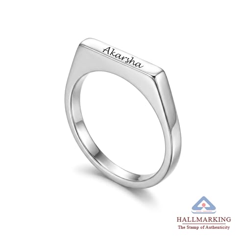 Image of TRUESILVER ACPL 925 Sterling Silver Personalized Rings for Women | Customized Engraved Name Ring for Womens | Customized Name Jewelry for Wedding Anniversary Birthday