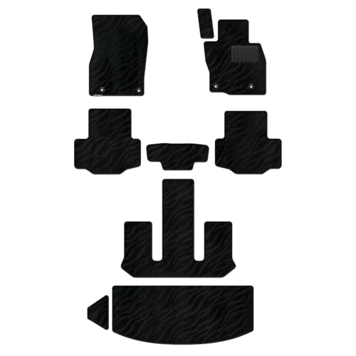 Hotfield マツダ 互換品 新型 CX-80 CX80 KL系 フロアマット+トランクマット ラゲッジマット 6人-2列目コンソールなし WAVEブラック