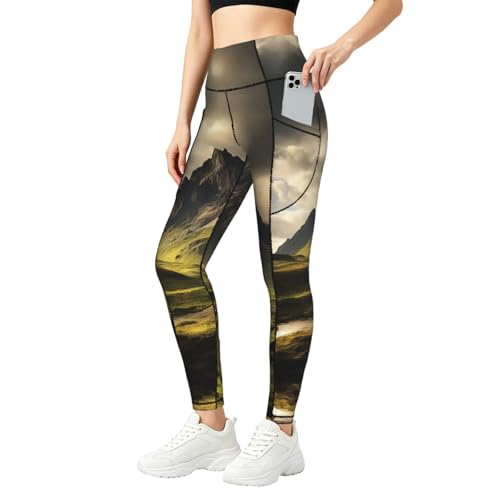 Leggings con estampado de Islandia y bolsillos, pantalones elásticos para tus entrenamientos