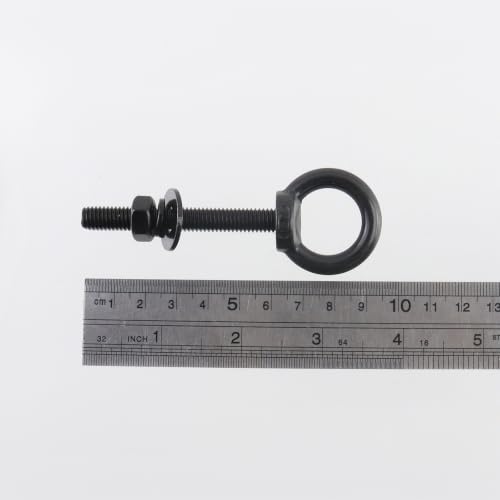Image of Antrader Lifting Shoulder Eye Bolts,M8 Eye Bolt,M8 x 60mm,Black,6 Sets | Stainless Steel Eyebolts with Lock Nuts,Lock Washers,Flat Washers