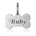 Dog Tag Personalised Dog Name Tag Custom Dog ID Tag Dog Tags for Pets Engraved UK Stainless Steel ID Tag for Cat Pet Dog Puppy Personalised Dog Collar for Cats Dogs (Silver L)
