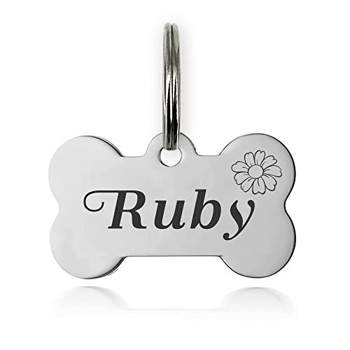 Dog Tag Personalised Dog Name Tag Custom Dog ID Tag Dog Tags for Pets Engraved UK Stainless Steel ID Tag for Cat Pet Dog Puppy Personalised Dog Collar for Cats Dogs (Silver S)