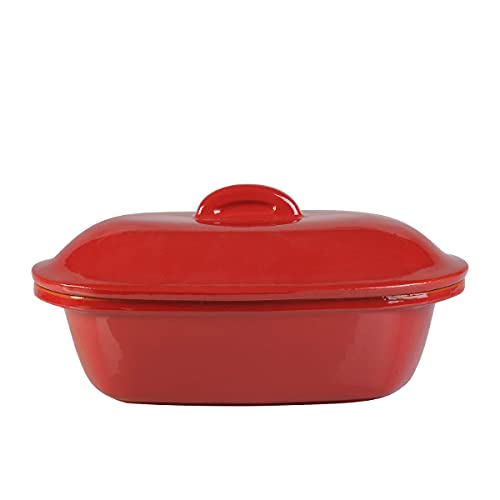 Cazuela de terracota roja Terre Antiche Colì Mayólica y terracota del año 1650 Sartén con tapa roja Longitud 37 cm