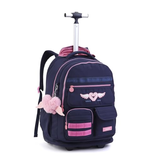 Mochila Escolar Menina Color UP Feminina Rodinha Grande (Azul)