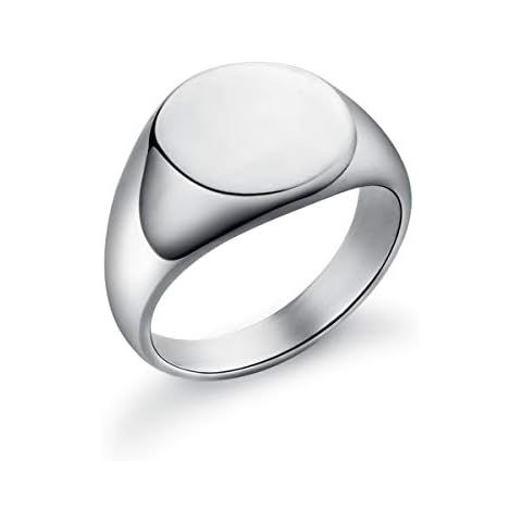 Simple Plain Band Ring Solid Stainless Steel Classic Signet Pinky Ring Size J 1/2 Cover