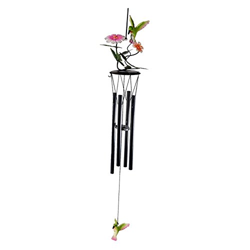 StealStreet 329004 28 Inch Multicolored Hummingbird 3-D Metal Flower Design Wind Chime