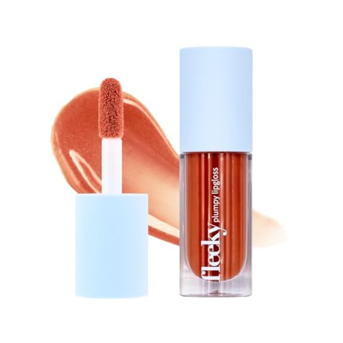 fleeky Lipgloss - Volume Lip Plumper para labios de efecto completo - Cuidado de labios hidratante con acabado brillante - Rose Nude, Toffee Brown, Cherry Red (Toffee Brown)