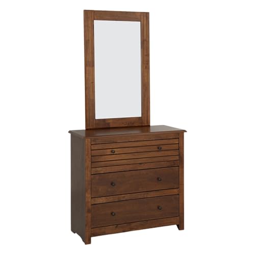 Image of Royaloak New York American Wooden Dresser | Solid Wood Veneer | Drawer Storage | Metal Knobs | Telescopic Channel | Elegant Design | American Collection | Dressing Table,Brown