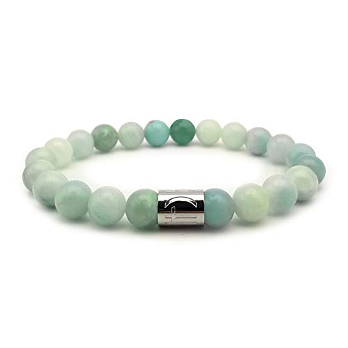 Morchic Amazonite Gemstone Stretch Bracelet For Women Men Unisex, Genuine Natural Energy Stone 8Mm Beads, Classic Simple Design Cuff Birthday Gift 7.5 Inch #TOP11