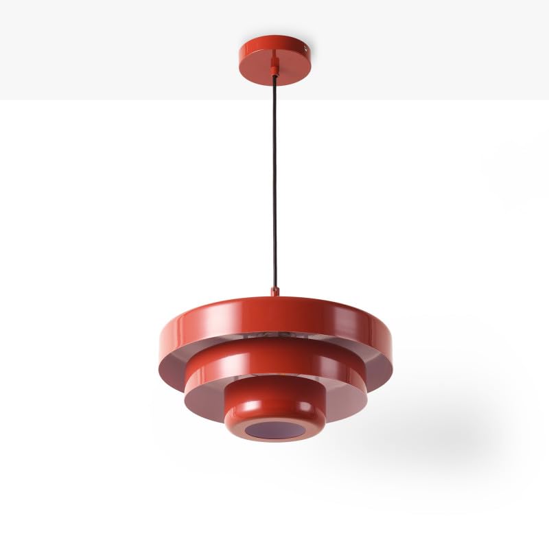 BARCELONA LED Lampa Wisząca MACARRON Czerwony 3-Poziomowa Metal Żelazo, Styl Bauhaus Minimalistyczny, Pośrednie Oświetlenie Bez Oślepiania, Klasyczna Vintage Nowoczesna Luksusowa E27