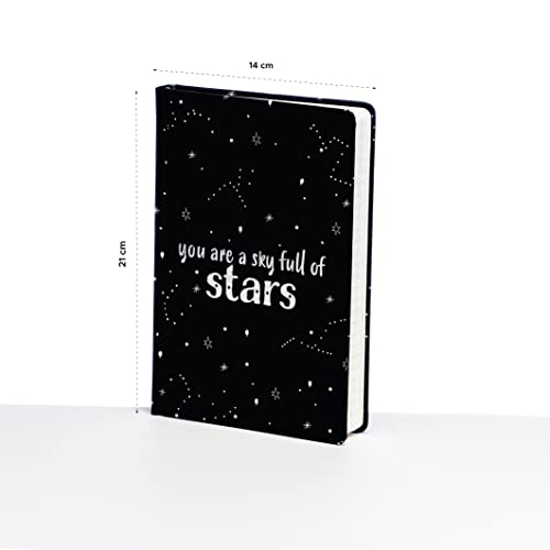 Image of Factor Notes Hardbound Notebook: 100 GSM Ivory Shade Paper, Lay-Flat Journal Diary, 3 Bookmarks, Inner Pocket, A5 Size, 200 Pages (A Sky Full of Stars - Dot Grid)