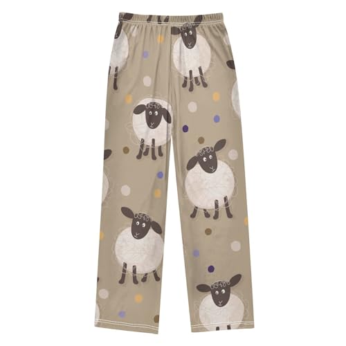 Color Dot Sheep Boys Pants Boys Athletic Pants Long Pant for Boywith Pockets Wide-Leg Size 6-14Y2