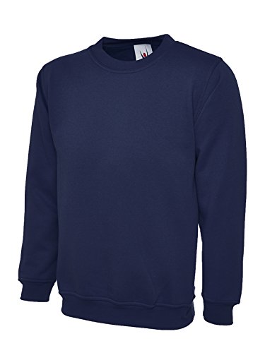 Uneek - Sudadera clásica Lisa con Cuello Redondo (300 g), Azul Marino, 3XL
