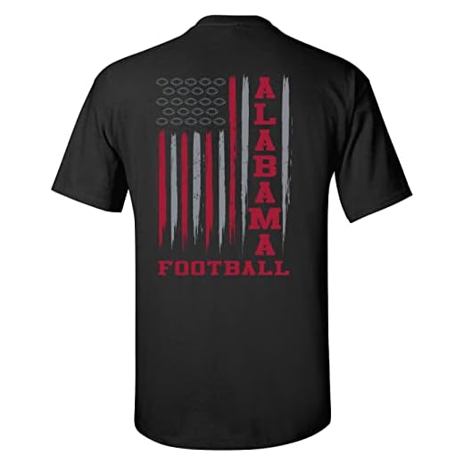 Alabama Football USA Flag Unisex Short Sleeve T-Shirt-Black-X-Large