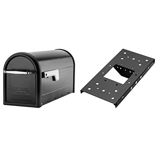 Architectural Mailboxes 8950B-10 Chadwick Postmount Mailbox, Large, Black & 4X4 Steel 7540B-10 Mailbox Adapter Plate, 4" X 4", Black #TOP16