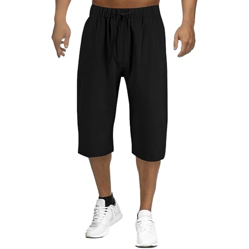 Pantalones de deporte de ocio cómodos de lino estilo bermuda