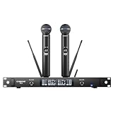 Phenyx Pro UHF Smart Wireless Microphone System, Doppio Microfono Senza Fili con Auto Scan & Sync, Potenza RF Adattiva, Funzione Talkback, 2x100 Freq, 100,0 m, Microfoni Dinamici per Spettacolo Dal