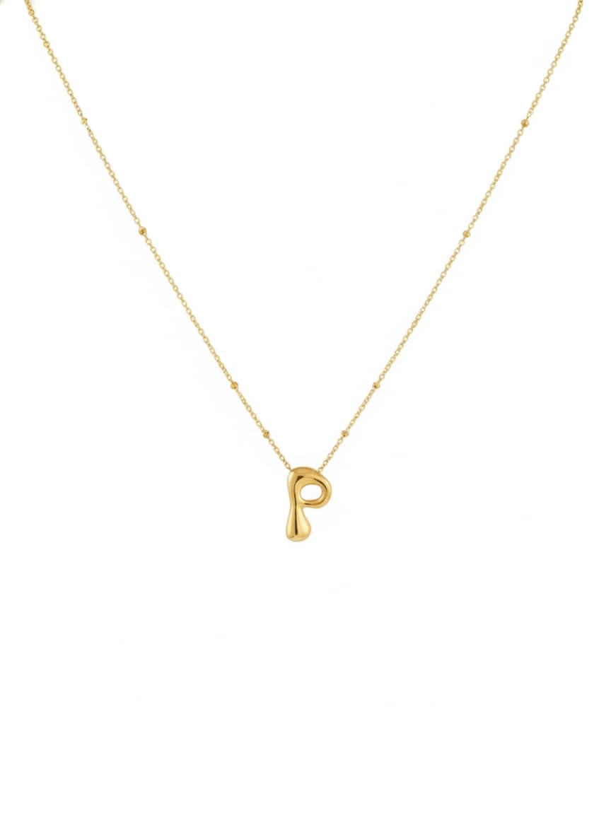 Bubble Initial Necklace for Women – Gold Letter Pendant Necklace | Personalized Alphabet Necklace | Minimal Everyday Jewelry Gift for Girls & Women-image-44