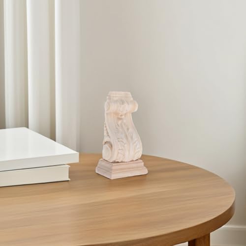 Console rustique sculptée en bois kaki pour étagère murale - 5