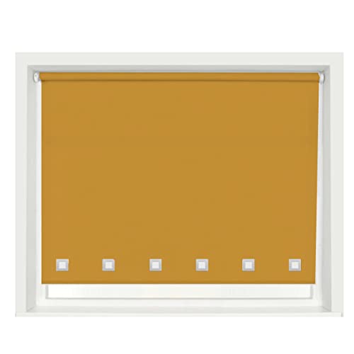 Funky Gadgets Roller Blinds Square Eyelet Light Filtering Roller Blind Daylight Trimmable Blinds Child Safe Easy Fit Metal Tube Home Office Window Blinds- Ochre