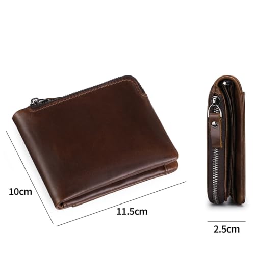 Wallet Anti-theft Brush Leather Short Wallet Multi-slot Vintage Zipper Money Clip2