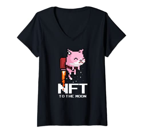 Damen Lustige Kryptowährungs-Kunst von Nft T-Shirt mit V-Ausschnitt