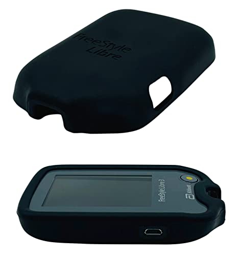 Schutzhülle Cover für das Freestyle Libre 3 Blutzucker Messgerät, 100% passgenau in Schwarz inkl. 2x Displayschutzfolie Cover