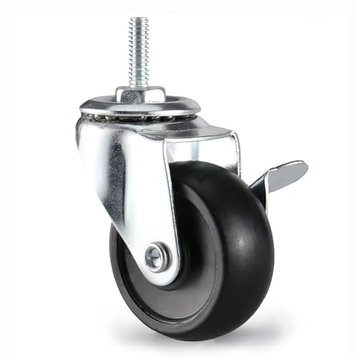2 Inch Casters 1/4-20 Threaded Stem with Adapters, Caster Wire Shelving Wheel Set of 4, Rubber Replacement Wheels for Shelves Racks Carts by HZHMPM - Used condition - Image 3