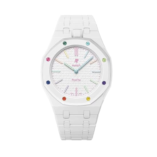 Bracelet compatible Swatch Royal Pop boîtier intégré montre maillons céramique boucle acier