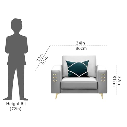 Image of Casaliving Falco 1 Seater Sofa Set for Living Room (Grey Fabric) Premium Fabric Sofa