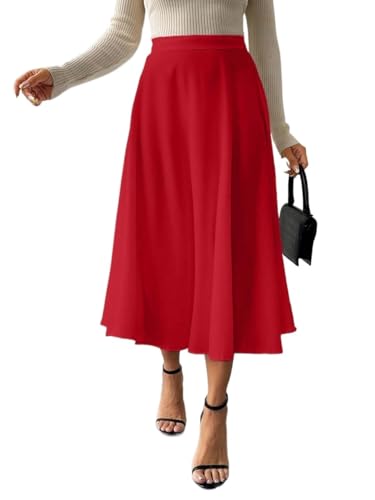 Women's Flowy Trendy Skirt Solid High Waist Elegant Skirt