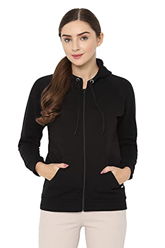 Image of Allen Solly Women's Synthetic Hooded Neck Sweatshirt | Long Seelves Regular Fit Zipper