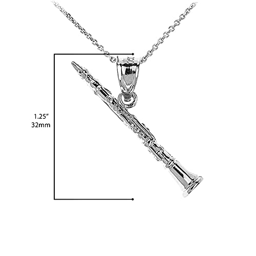 .925 Sterling Silver Dangling Music Charm Woodwind Clarinet Pendant Necklace with Rolo Chain and Pendant only4