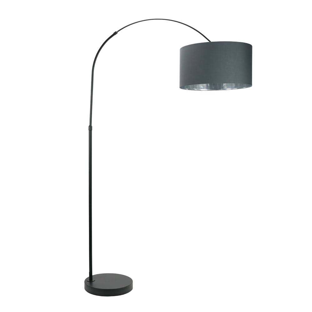 ValueLights | Louis Black Arch Floor Lamp with Charcoal & Chrome Inner Shade & Warm White Bulb | Floor Lamps, Home Décor & Improvement Essential