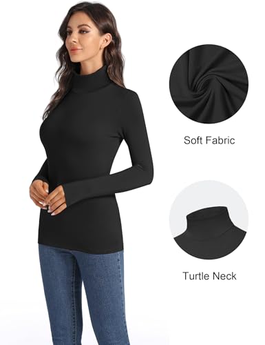 HOPLYNN 3 Pack Turtlenecks Women Long Sleeve Pullover Baselayer Undershirts Tops Turtle Neck Mock Shirts2