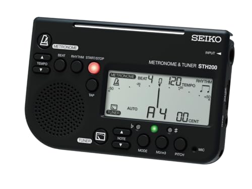 SEIKO セイコー メトロノームチューナー 大音量 譜面台取付可能 吹奏楽部に最適 ブラック STH200BK