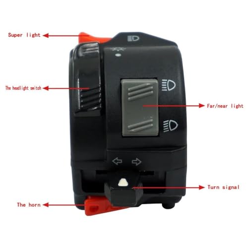 Commande de guidon moto 22mm, interrupteur phare, clignotant, klaxon 12V - 6
