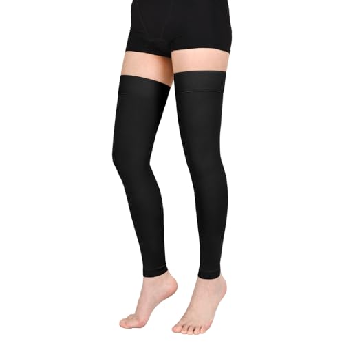 Image of Thigh High Compression Stockings for Women Men, 20-30mmHg Footless Graduated Compression Socks with Silicone Band, Medical Support Sock for Varicose Veins, Edema, Post-Surgery, Sports