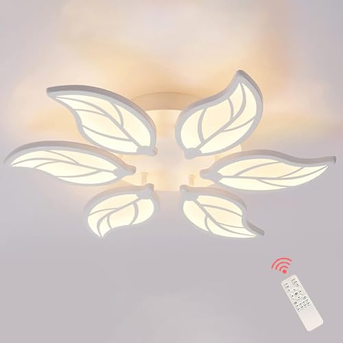 Image of RJ-60W Modern 6 Heads Ceiling Light with Mobile Operating Dimmable Remote Control, Natural White, Flush Mount Lighting Fixture for Living Room Bedroom Dining Room Mobile Operating |2 Years Warranty|