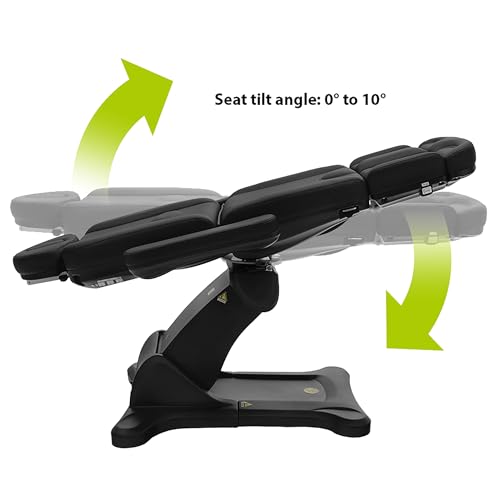 Image of SKINACT Malibu Electric Medical Spa Facial Treatment Chair /Table with 240 Swivel Base, Adjustable Backrest, Leg Rest and Wired Hand Remote Control (Black)