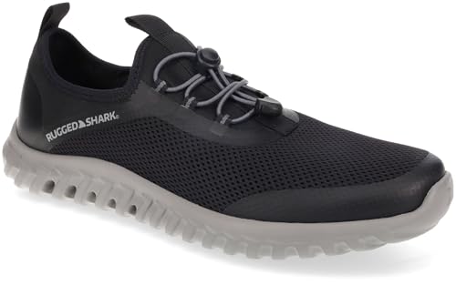 RUGGED SHARK Men's Cay Water Shoe with AQUAFLO Drainage, Black, Men's 13